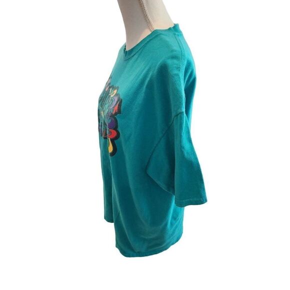 Y2K Teal Green Higher Power Graphic Tshirt XL Christian God Jesus Religion AA - Picture 4 of 7